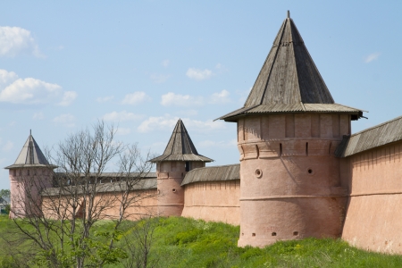 Wall and tower Spaso-Euthymius monastery in Suzdalの写真素材