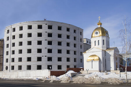 A small chapel and an unfinished brick building in Samaraのeditorial素材