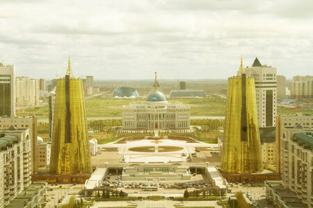 The Presidential Palace and the golden towers of Baiterekのeditorial素材