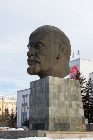 ULAN-UDE, RUSSIA - FEBRUARY 4: Biggest head - Monument to Vladimir Lenin on Fevruary 4, 2015 in...