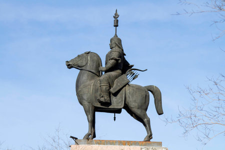 ULAN-UDE, RUSSIA - FEBRUARY 4: First equestrian monument in Ulan-Ude - monument Geser on Fevruary 4, 2015 in Ulan-Ude.のeditorial素材