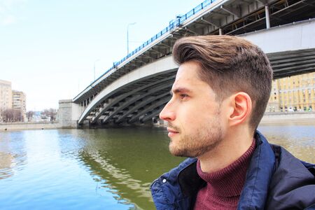 Young guy in profileの写真素材