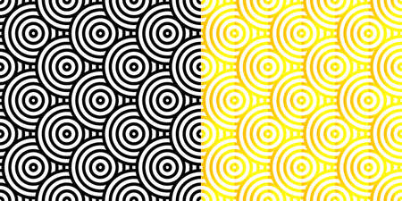 geometric seamless background with a pattern of waves, circlesのイラスト素材