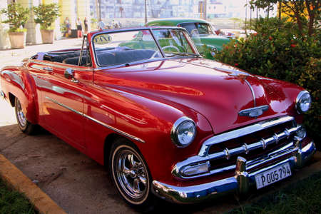 Havana, Cuba, July 17, 2017. Old american cars are an open air museum on city streets.のeditorial素材