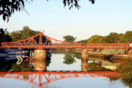 Carmelo old iron bridge, Uruguayの写真素材