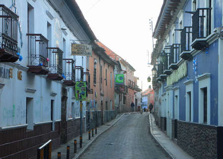 Potosi, Bolivia, July 19, 2018. The historic Quijarro street in the heart of Potosi city.のeditorial素材