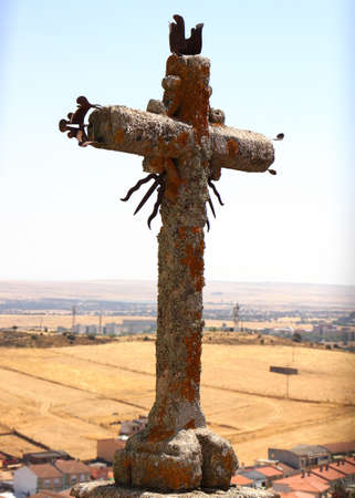 Cross of San Francisco Javier church, Caceres, Spainの写真素材