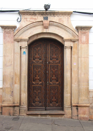 Ancient doors of Sucre city, Boliviaの写真素材