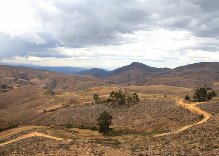 The road to Cochabamba city, Boliviaの写真素材