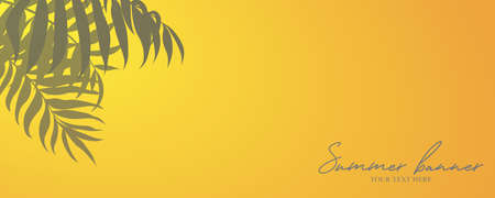 Abstract summer banner with palm leaves background