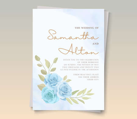 Elegant floral wedding invitation templateのイラスト素材