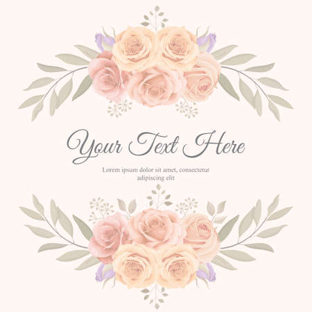 Elegant floral frame with blooming roses designのイラスト素材