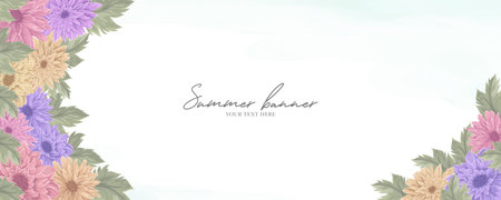 Summer banner design with beautiful chrysanthemum flowerのイラスト素材