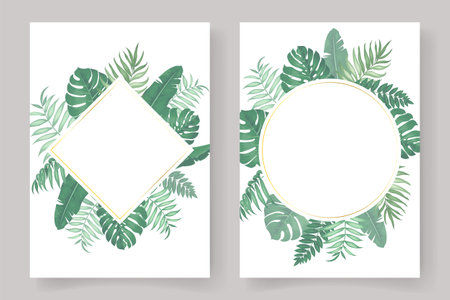Leaf frame for invitation or greeting card designのイラスト素材