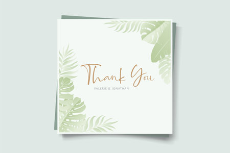 Wedding invitation template with tropical palm leaf designのイラスト素材