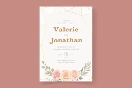 Soft floral and leaves wedding invitation card designのイラスト素材