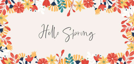 Flower frame background with colorful spring flower design