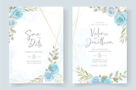 Elegant wedding card template with blooming rose ornamentのイラスト素材