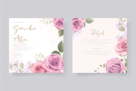 Elegant wedding card template with blooming rose ornamentのイラスト素材