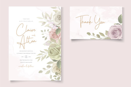 Beautiful roses invitation card templateのイラスト素材