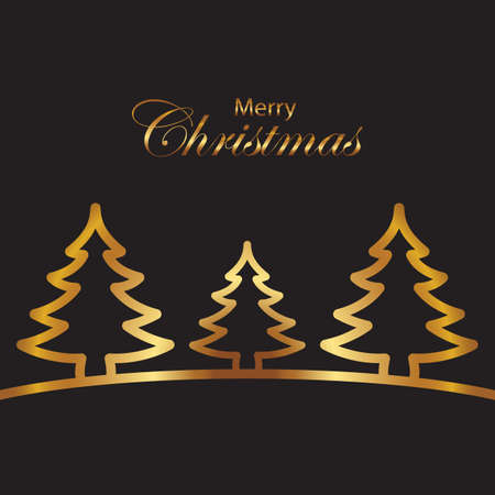 Christmas greetings with golden christmas tree illustrationのイラスト素材