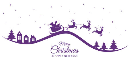 Merry Christmas with Santa Claus sleighのイラスト素材