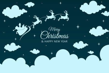 Merry Christmas with Santa Claus sleighのイラスト素材