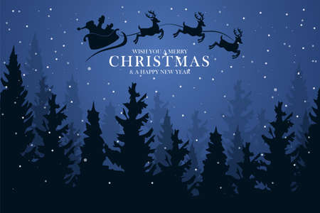 Merry Christmas with Santa Claus sleighのイラスト素材