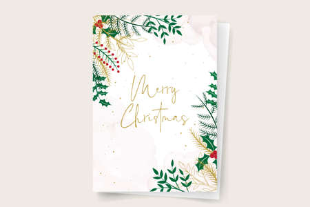 Vintage merry christmas frame with christmas decorationsのイラスト素材