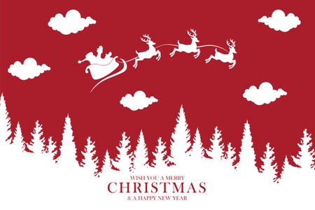 Merry Christmas with Santa Claus sleighのイラスト素材