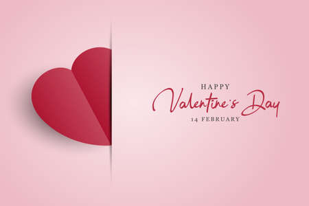 Valentine's day background design in paper styleのイラスト素材