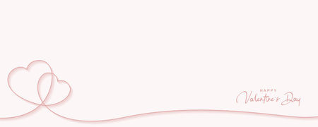 Minimalist Happy Valentine's Day bannerのイラスト素材