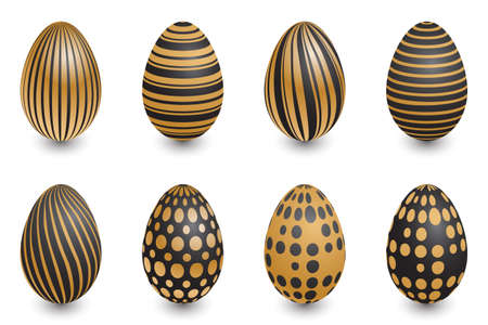 Black easter egg with gold pattern decorationのイラスト素材