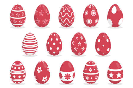 Collection of red and white easter eggsのイラスト素材