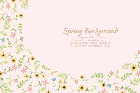 Hand drawn spring wildflower backgroundのイラスト素材