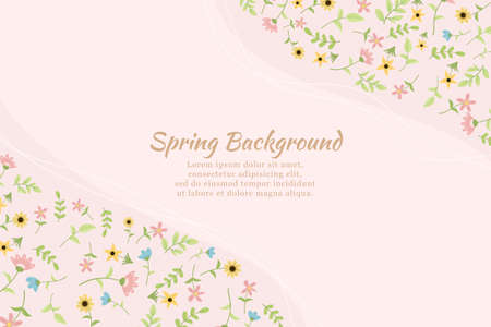 Hand drawn spring wildflower backgroundのイラスト素材