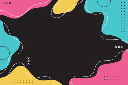 Modern colorful gradient abstract shapes on memphis style background