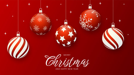 Christmas background with christmas ball decorationのイラスト素材