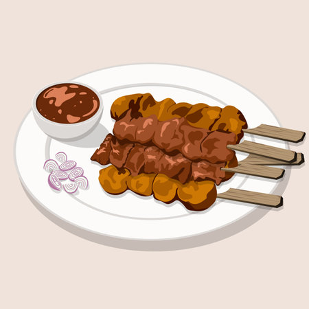 Delicious satay illustration in vector designのイラスト素材