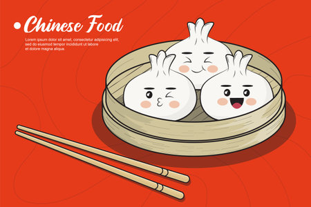 Chinese food vector illustration in flat designのイラスト素材