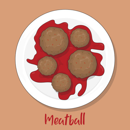 Delicious meatball illustration in vector designのイラスト素材