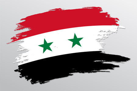 Syria flag illustration in brush stroke designのイラスト素材
