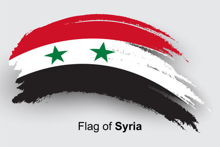 Syria flag illustration in brush stroke designのイラスト素材