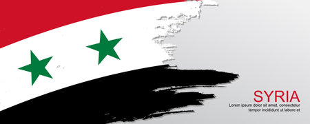 Syria flag illustration in brush stroke designのイラスト素材