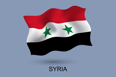 Syria waving flag on gray background. Vector illustration for your design.のイラスト素材