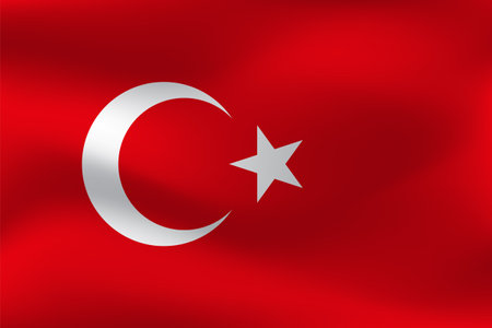Flag of Turkey in the form of a wavy surface. Vector illustration.のイラスト素材