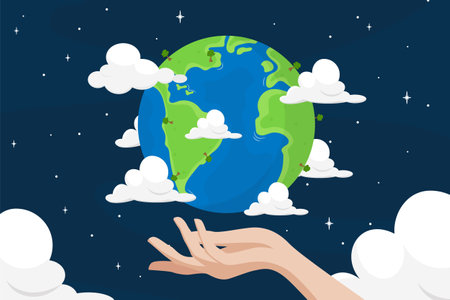 Happy Earth Day poster or banner. Vector illustration and lettering.のイラスト素材