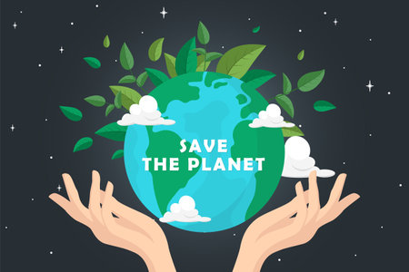 Happy Earth Day poster or banner. Vector illustration and lettering.のイラスト素材