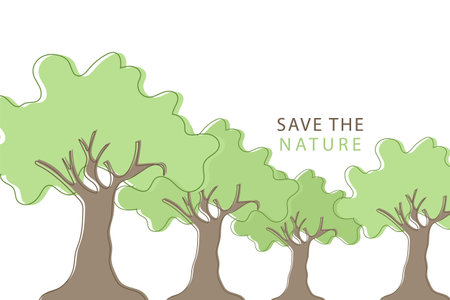 Vector illustration of lined trees. Save Nature. Happy Earth Day. Save the world concept.のイラスト素材