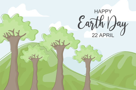 Vector illustration of lined trees. Save Nature. Happy Earth Day. Save the world concept.のイラスト素材